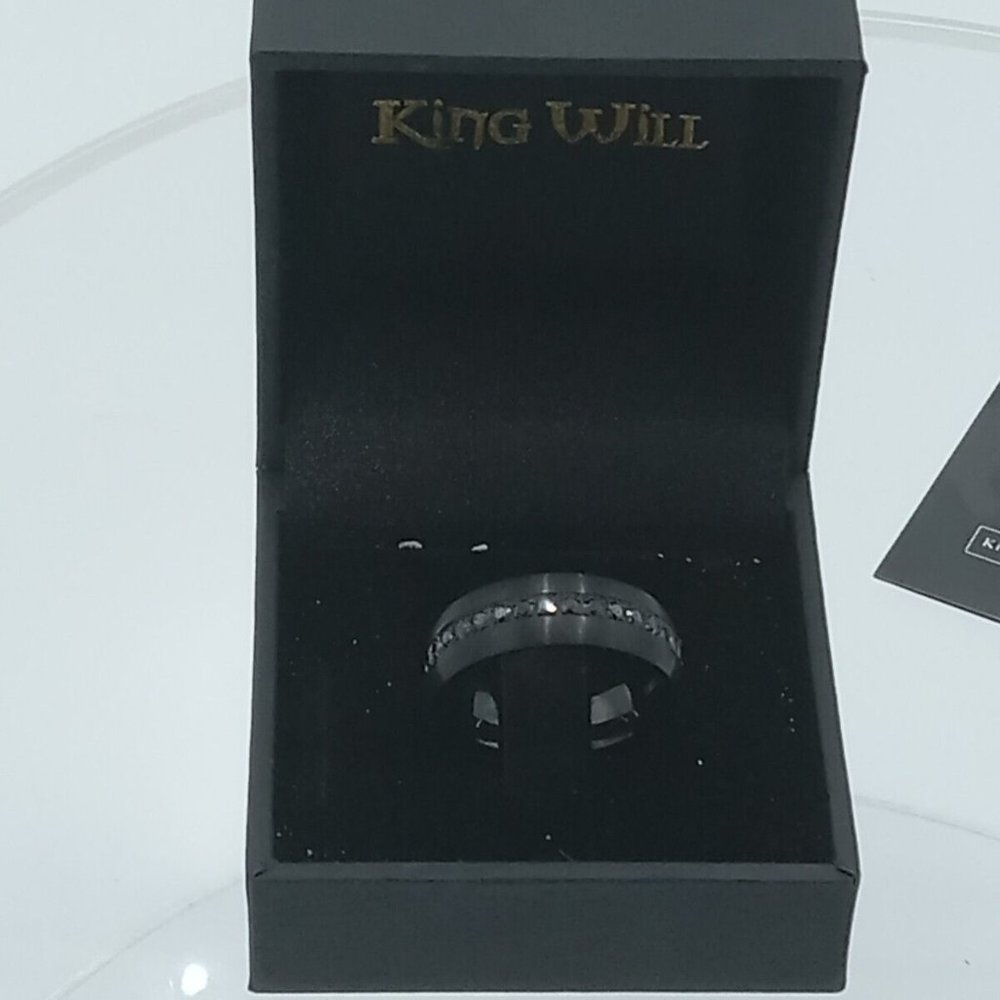 KING WILL The Vow Keeper Black Brushed Tungsten Carbide Wedding Ring Band Size11